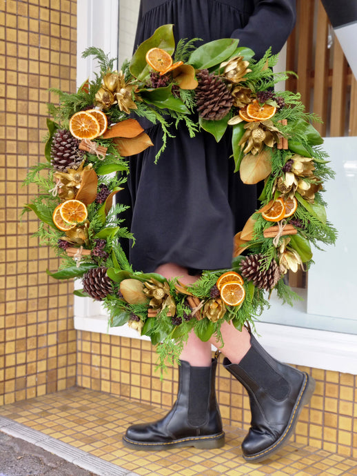 Extra Large Green + Gold Christmas Wreath (PRE-ORDER)