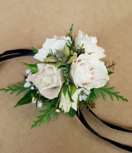 White and Green Corsage